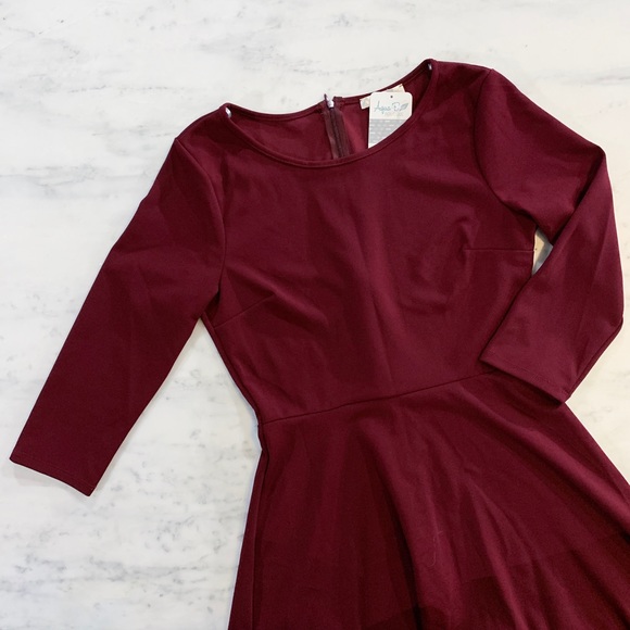 Burgundy Red High Low Party Dress - Picture 2 of 8